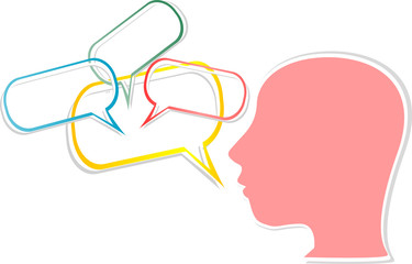 girl head with comic bubbles