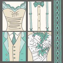Fototapeta premium Wedding Invitation Card - Bride and Groom Cards - in vector