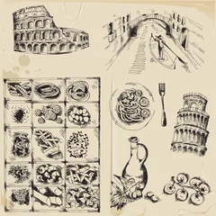 Abwaschbare Fototapete Doodle Scrapbook-Design-Elemente - handgezeichnetes Italien-Set - in Vektor