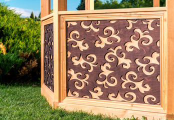 Outdoor wooden carved gazebo