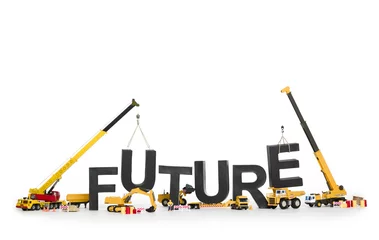 Foto op Plexiglas Create your future: Machines building word. © lichtmeister