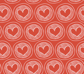 Red decorative seamless pattern with hearts