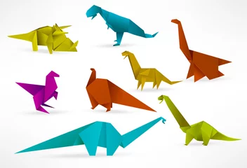 Fotobehang Geometrische dieren Origami dinosaurussen