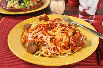 Spaghetti and meatballs