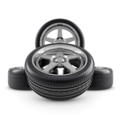 Obraz premium Wheels composition on white