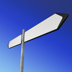 white directional sign on blue sky