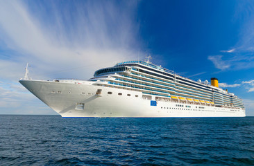 cruise ship at sea - obrazy, fototapety, plakaty
