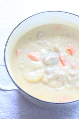 chicken and vegetable stew in pan