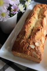 home bakery, pound cake with sliced almond for gourmet food 