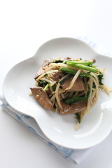 Chinese cuisine, pork liver and soy sprout stir fried