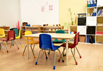 Fototapeta na wymiar Montessori Kindergarten Preschool Classroom