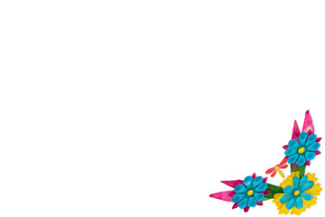 Artificial flowers bunch for decorative paper on white backgroun