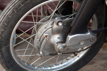 Obraz premium old motorcycle wheel transport