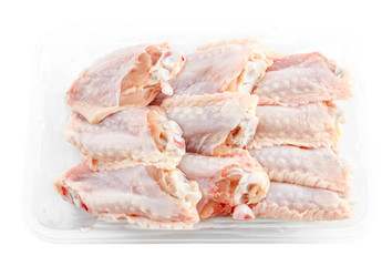 fresh Chicken middle wings in package isolate
