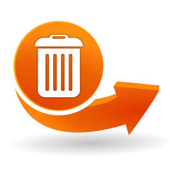 poubelle sur bouton web orange