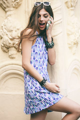 Fototapeta premium woman talking on cell phone