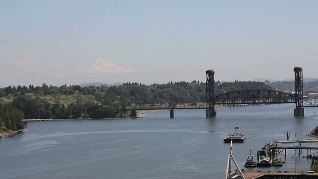 Industrial Shipyard and Steel Bridge in Swan Island Oregon