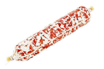 Dry cured Salami sausage isolated with clipping path