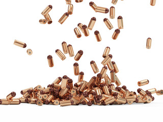 Falling Gun Bullets on white background