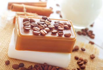coffee soap, soap for spa, coffee and milk