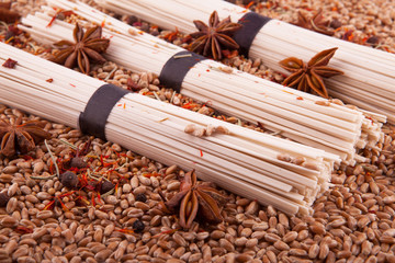 wheat noodles with grain and spices