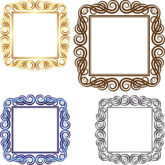 decorative frame - gold , silver, blue
