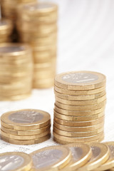 Business newspaper with money