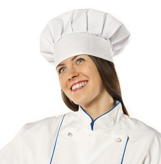 young female cook smiling