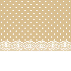 lace and ribbon on polka dot fabric