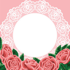 Invitation, greeting card with lace and roses