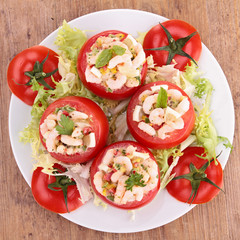 tomato garnish with shrimp