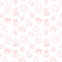 Baby toys cute cartoon set seamless pattern - 52972401