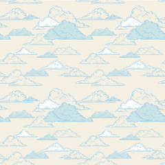 Clouds seamless pattern hand-drawn illustration © Yuzach