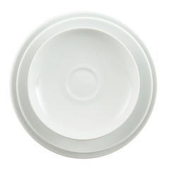 Round ceramic white plate stack isolated