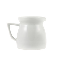 Milk pitcher white ceramic ewer isolated