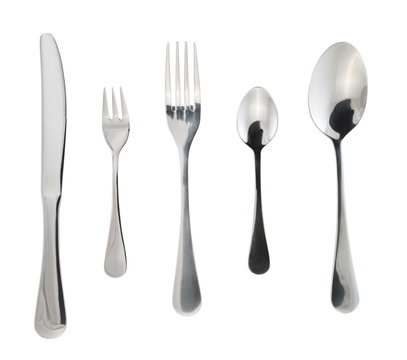 Cutlery silverware or flatware isolated