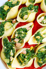 pasta shells stuffed with spinach and eggs
