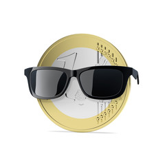 Euromünze mit den Sonnenbrillen - Urlaubsgeld