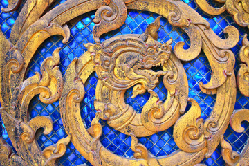 Carvings thai art at door temple