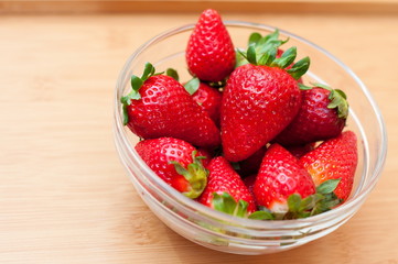 Appetizing strawberry in the bowl.