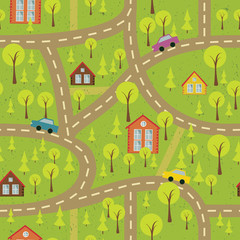 colourful seamless pattern with streets and roads
