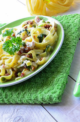 Pea and Pancetta Tagliatelle