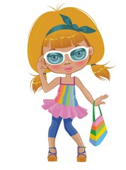 Девочка с пляжной сумкой