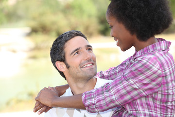 Fototapeta premium Couple in love in the countryside