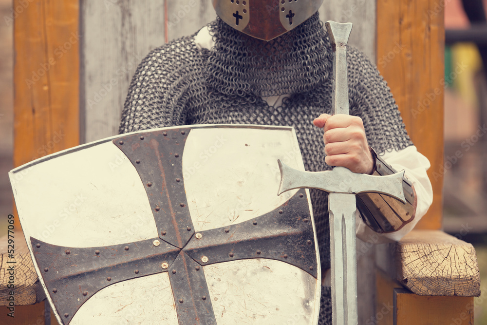 Wall mural Knight. Photo in vintage style