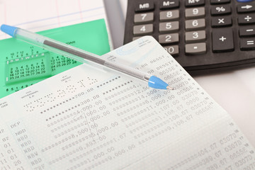 Papers on financial figures.