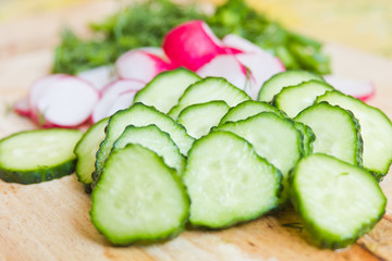 sliced ​​vegetables on the board