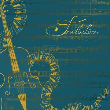 Music invitation with contrabass and keyboards