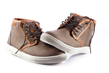 men's shoes on white background.  Male shoes over white
