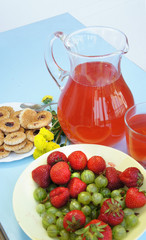 Fresh juicy strawberry and gooseberry